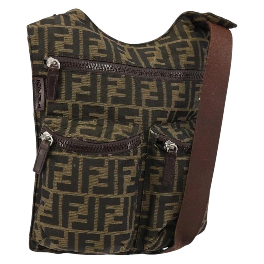Fendi Zucca Canvas Black Brown Shoulder Bag: Fendi Zucca Canvas Black Brown Shoulder Bag This FENDI Zucca Canvas Shoulder Bag features the iconic black and brown Zucca pattern. Designed for women, it is crafted in Italy from durable Zucca canvas