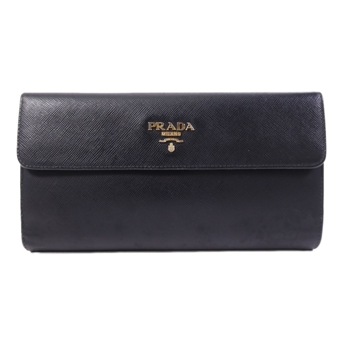 Prada Black Calfskin Leather Long Bifold Wallet Model 1M1133 UZF F0002: Prada Black Calfskin Leather Long Bifold Wallet Model 1M1133 UZF F0002 This Prada bifold long wallet is crafted from black calfskin leather and features gold-tone hardware. Made in Italy, it offers a 