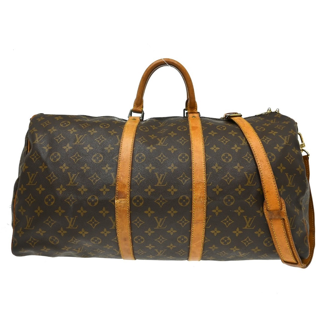 Louis Vuitton Keepall Bandouliere Monogram Canvas Travel Bag 55cm: Louis Vuitton Keepall Bandouliere Monogram Canvas Travel Bag 55cm This Louis Vuitton Keepall Bandouliere Bag features the iconic Monogram Canvas in a classic brown color. Designed for unisex use, this