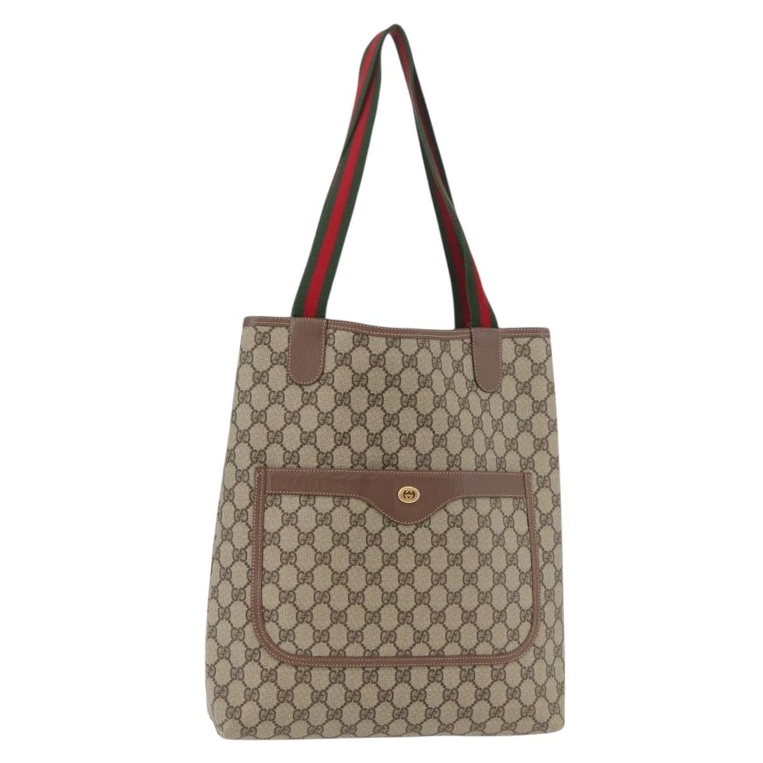 Gucci Sherry Line beige gold tote PVC leather 14.2in Italy: Gucci Sherry Line beige gold tote PVC leather 14.2in Italy This GUCCI GG Supreme Web Sherry Line tote bag is crafted from beige and gold PVC leather and GG canvas, featuring dual handles and a spaciou