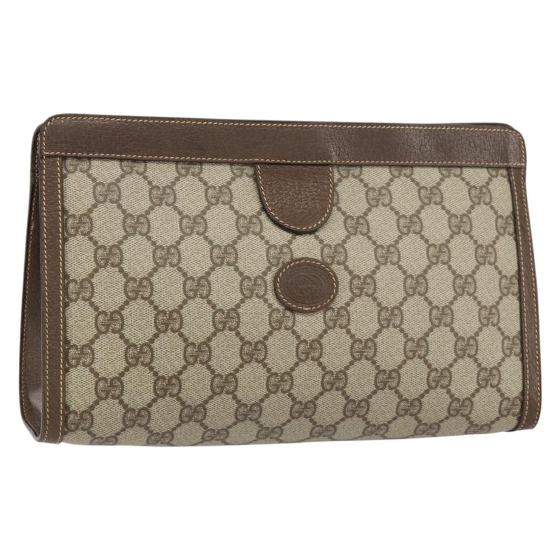 GUCCI GG Supreme Beige Clutch Bag PVC Leather Auth 014 89 0192: GUCCI GG Supreme Beige Clutch Bag PVC Leather Auth 014 89 0192 Elevate your accessory collection with this authentic Gucci GG Supreme Clutch Bag crafted from durable PVC leather in a sophisticated bei