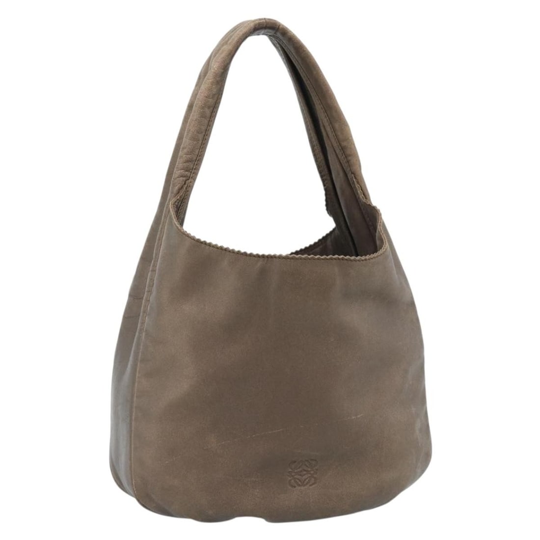 LOEWE Brown Leather Shoulder Bag Silver Trim Spain: LOEWE Brown Leather Shoulder Bag Silver Trim Spain This LOEWE shoulder bag is crafted from brown leather with silver-tone accents. Designed for women, it features a compact silhouette with a single sh