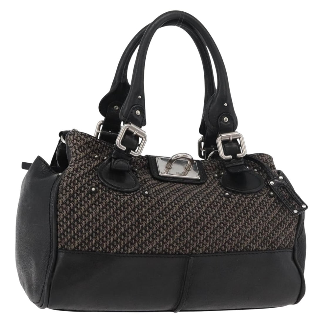Chloe Paddington canvas women s handbag black brown silver Romania (1 of 18)