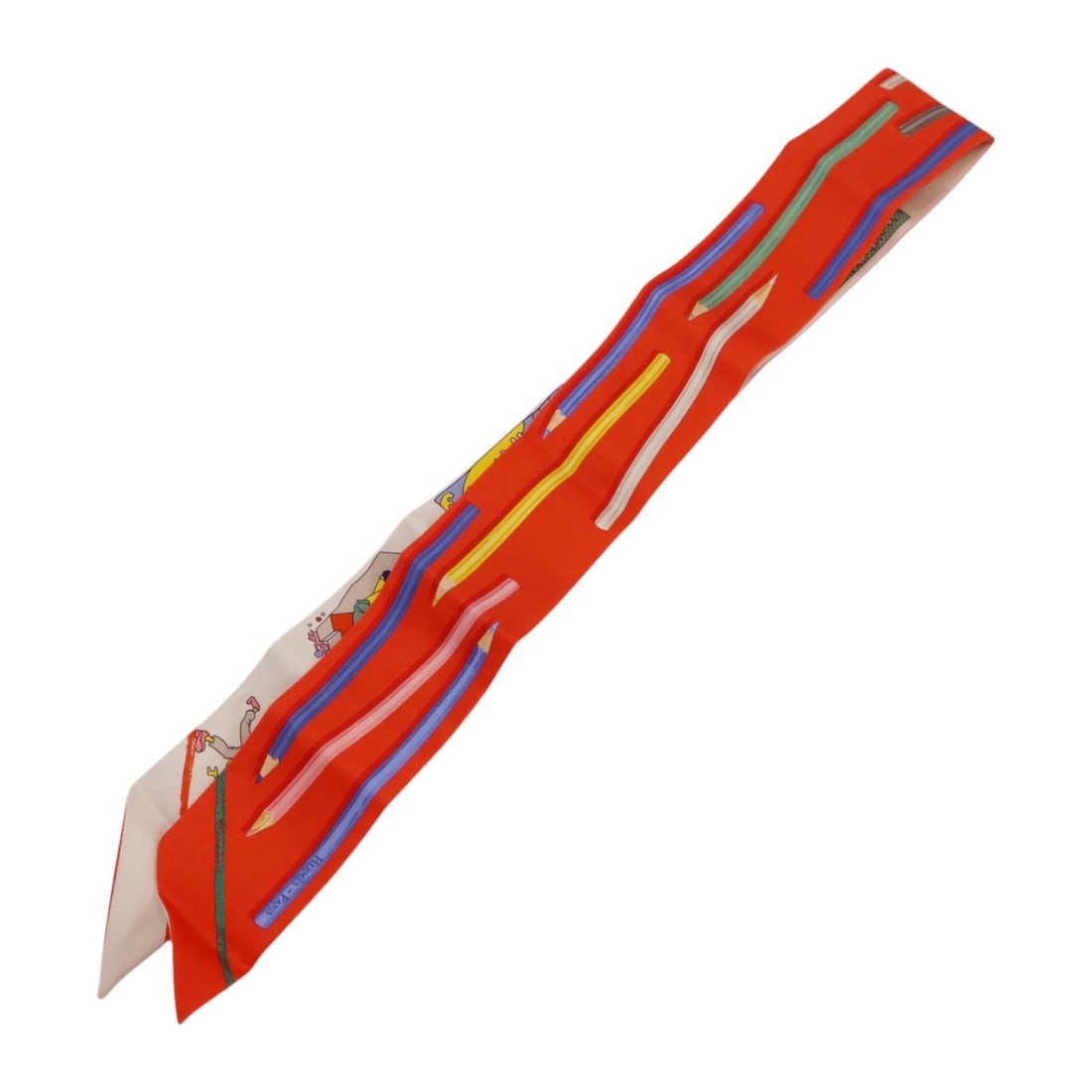 Hermes Silk Twilly Scarf A Vos Crayons et Carre Libre Multicolor Accessory: Hermes Silk Twilly Scarf A Vos Crayons et Carre Libre Multicolor Accessory This Hermes A Vos Crayons et Carre Libre Twilly scarf is crafted from luxurious silk and features a vibrant red, pink, blue, 