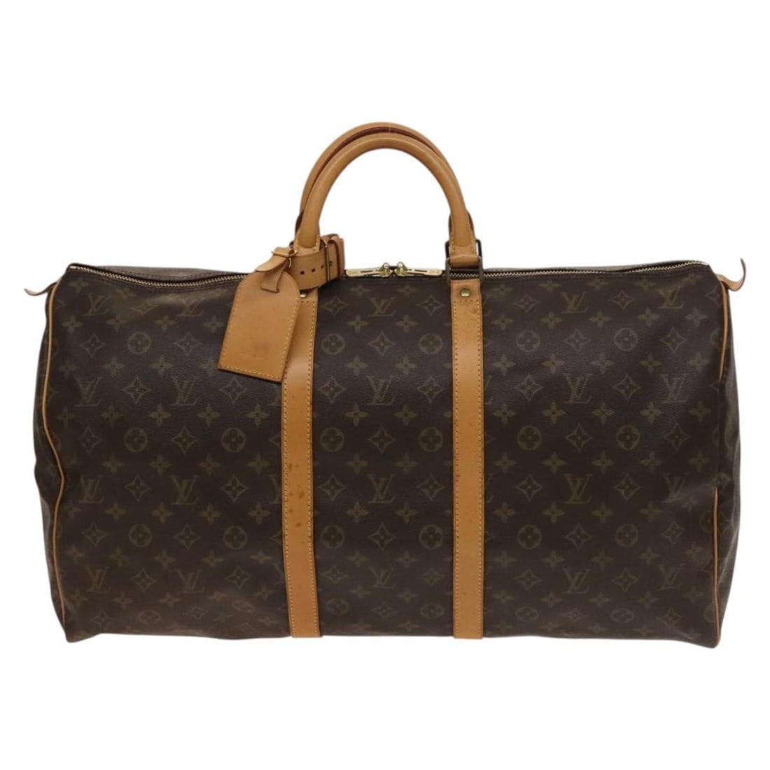 Louis Vuitton Monogram Canvas Keepall Travel Bag 55cm: Louis Vuitton Monogram Canvas Keepall Travel Bag 55cm Louis Vuitton Keepall Bag crafted in signature monogram canvas designed for unisex use. The brown exterior shows signs of wear including surface s