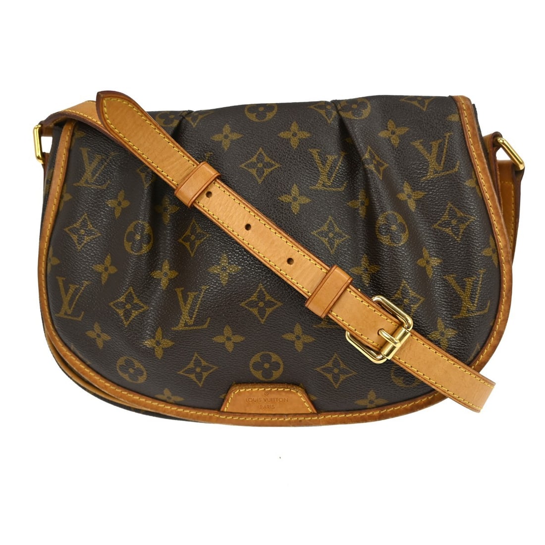 Louis Vuitton Menilmontant PM Monogram Crossbody Bag: Louis Vuitton Menilmontant PM Monogram Crossbody Bag This Louis Vuitton Menilmontant PM shoulder bag features the iconic Monogram canvas leather exterior and a convenient flap closure. Designed with a