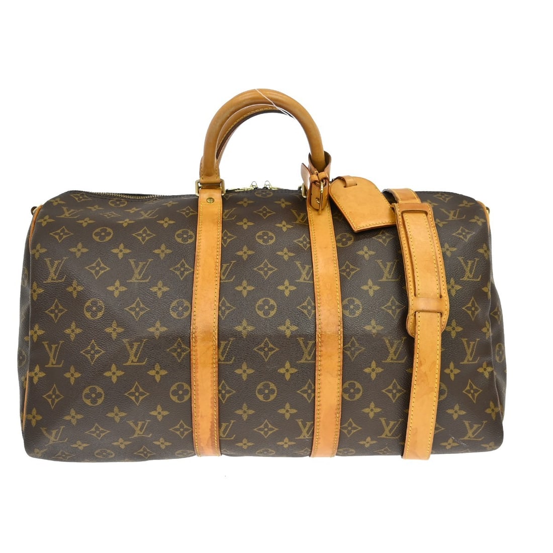 Louis Vuitton Keepall Bandouliere Monogram Canvas Travel Bag: Louis Vuitton Keepall Bandouliere Monogram Canvas Travel Bag This Louis Vuitton Keepall Bandouliere Bag features the iconic Monogram canvas in brown. Designed for unisex use, it offers spacious storag