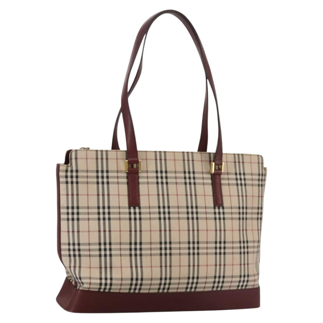 Burberry Tote Bag Nova Check Canvas and Leather in Beige Red Gold: Burberry Tote Bag Nova Check Canvas and Leather in Beige Red Gold This BURBERRY Nova Check tote bag features a classic beige, red, and gold color palette crafted in canvas with leather accents. Design