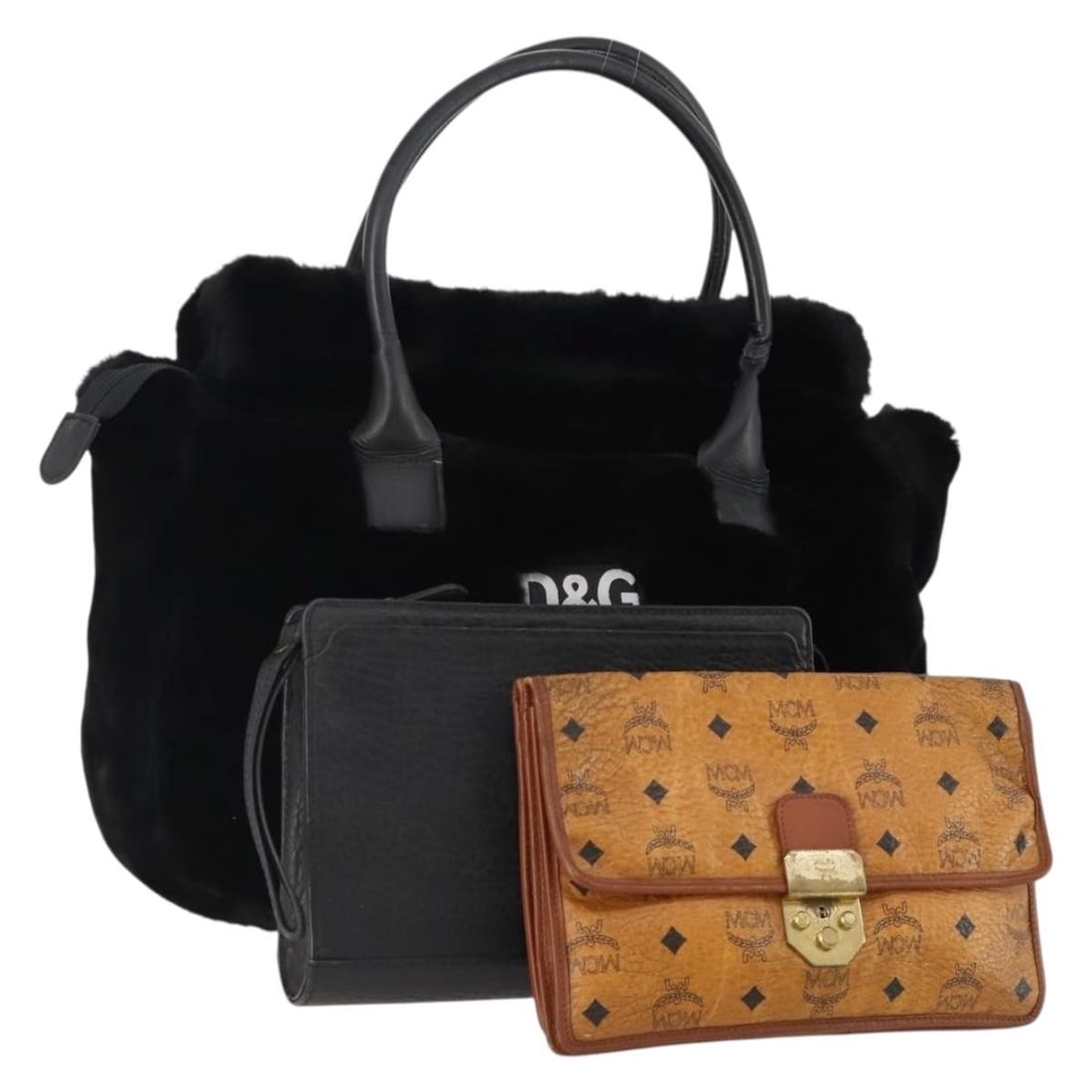 DOLCE GABBANA PVC Leather Brown Black Hand Bag 3 Piece Set: DOLCE GABBANA PVC Leather Brown Black Hand Bag 3 Piece Set This is a special set of three Dolce & Gabbana hand bags designed for women. Each bag features PVC leather in a brown and black color combina