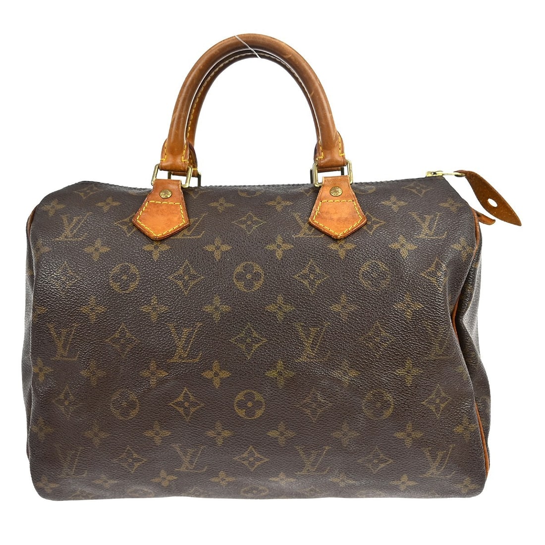 Louis Vuitton Speedy 30 Monogram Canvas Top Handle Bag: Louis Vuitton Speedy 30 Monogram Canvas Top Handle Bag This Louis Vuitton Speedy 30 handbag features the iconic monogram canvas exterior with beige leather double handles and a brown canvas lining. De