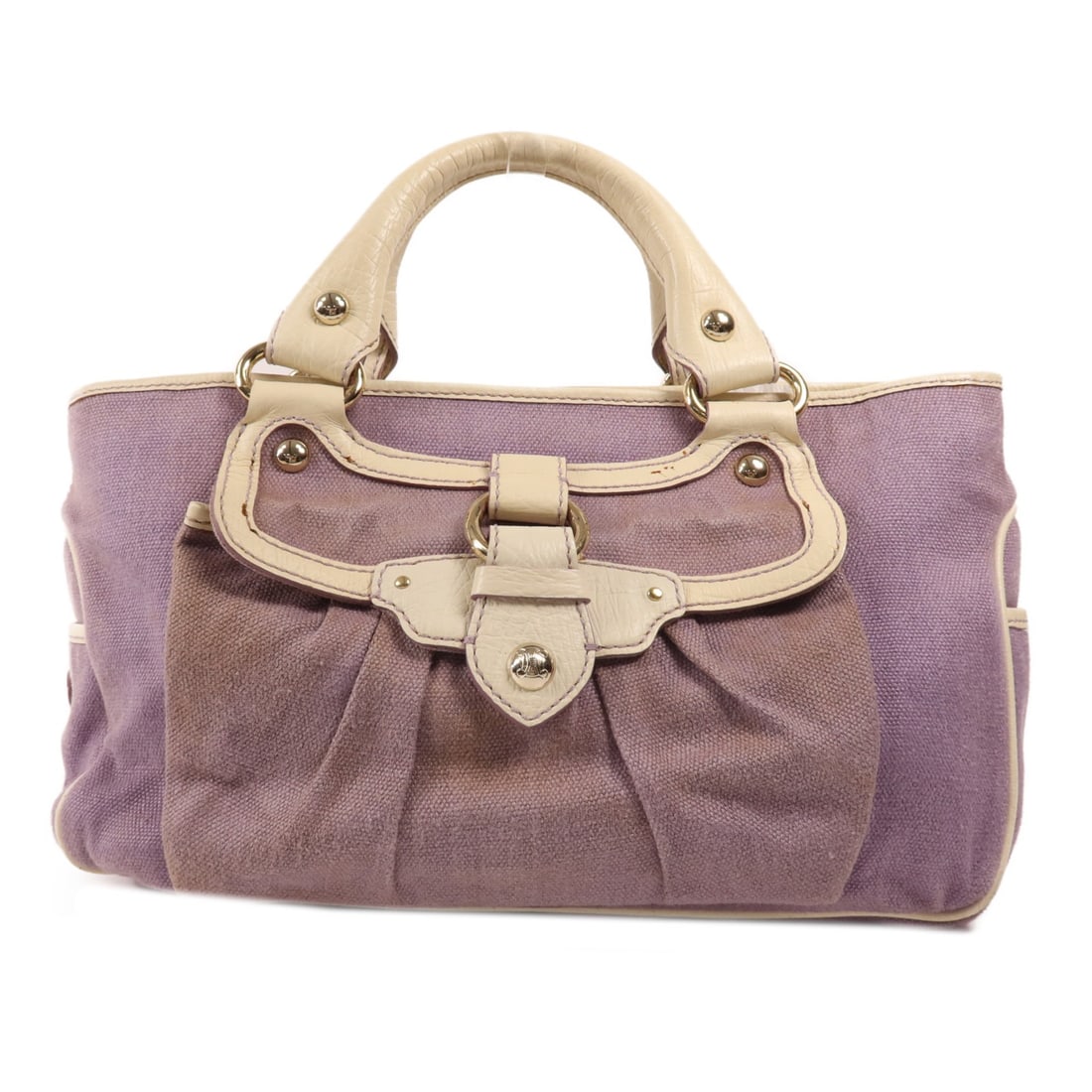 CELINE purple canvas handbag 12.6 x 5.1 x 7.5 France: CELINE purple canvas handbag 12.6 x 5.1 x 7.5 France This CELINE handbag features a purple and white canvas exterior, offering a stylish and functional accessory. Designed for women, it has a regular 