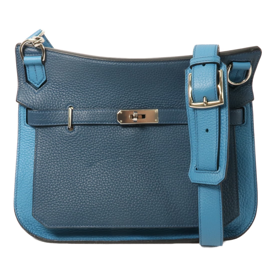 HERMES Jypsiere 28 Blue Taurillon Clemence Shoulder Bag PHW: HERMES Jypsiere 28 Blue Taurillon Clemence Shoulder Bag PHW This Hermes Jypsiere 28 shoulder bag is crafted from Taurillon Clemence calfskin leather in a striking blue color. Designed for women, it fe
