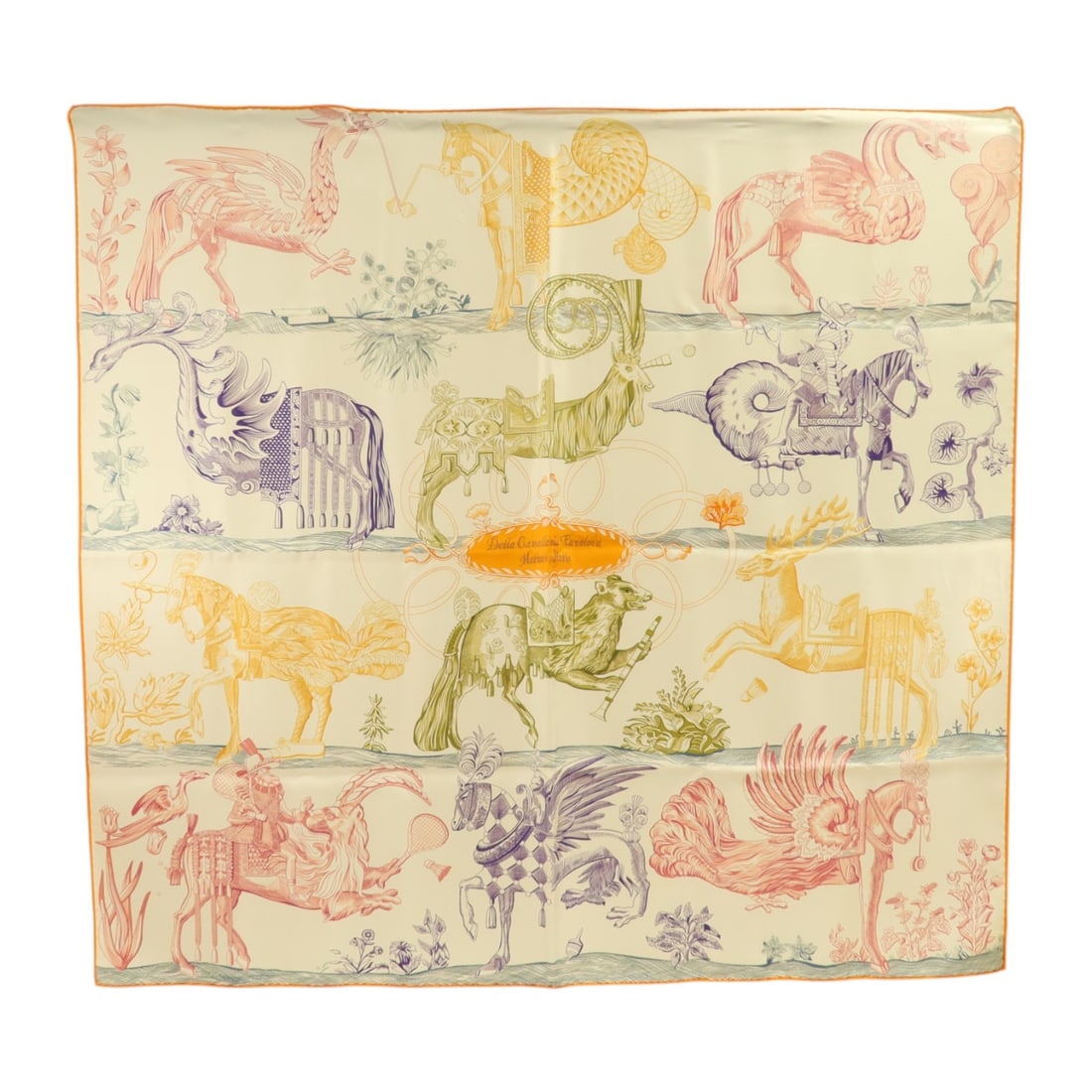 Hermes White Orange Silk 90x35.4 Scarf (1 of 10)