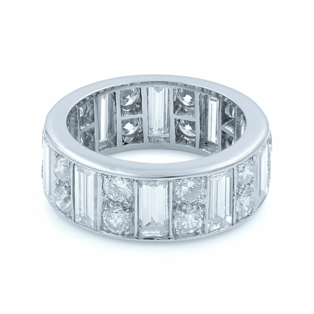 Rachel Koen Platinum Diamond Eternity Band 4.00ct 5.75 Signed Stackable: Rachel Koen Platinum Diamond Eternity Band 4.00ct 5.75 Signed Stackable This exquisite Rachel Koen eternity band showcases a luxurious combination of 20 round cut diamonds totaling 1.50 carats and 10 