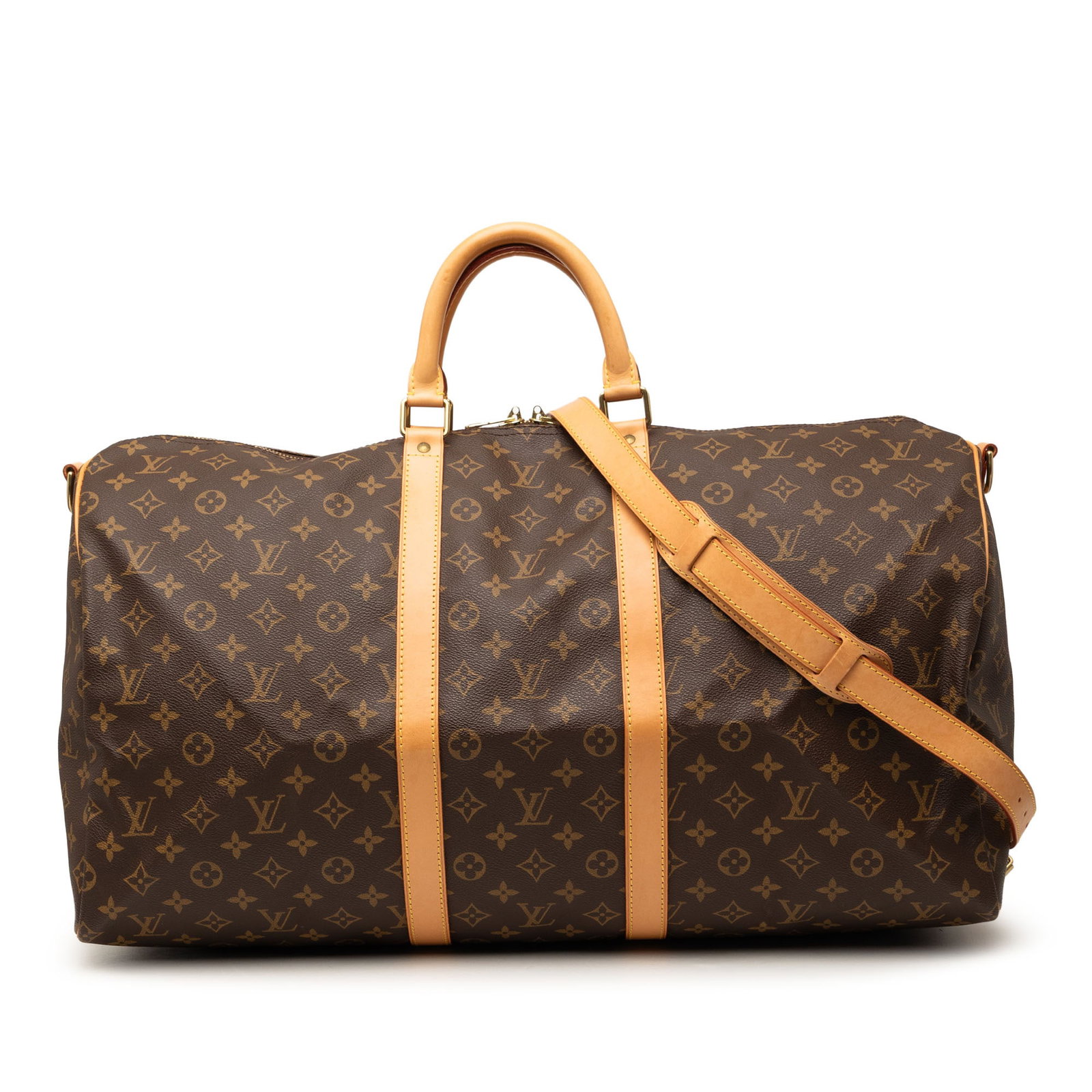 Louis Vuitton Keepall Bandouliere 55 Monogram Canvas Travel Bag: Louis Vuitton Keepall Bandouliere 55 Monogram Canvas Travel Bag This Louis Vuitton Monogram Keepall Bandouliere 55 features the iconic monogram canvas with vachetta leather trim, rolled vachetta leath