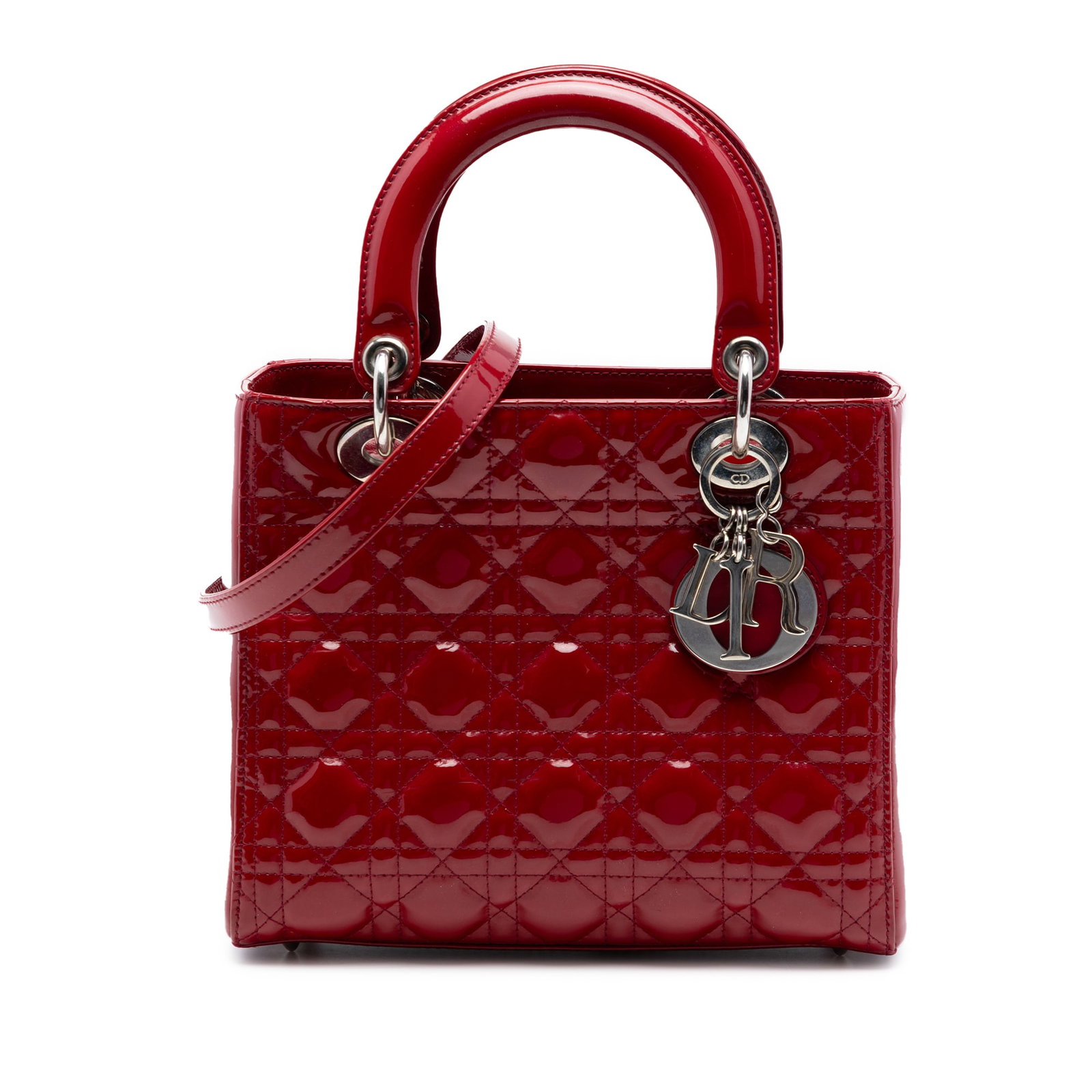Dior Medium Patent Cannage Lady Dior Red Leather Bag (1 of 8)