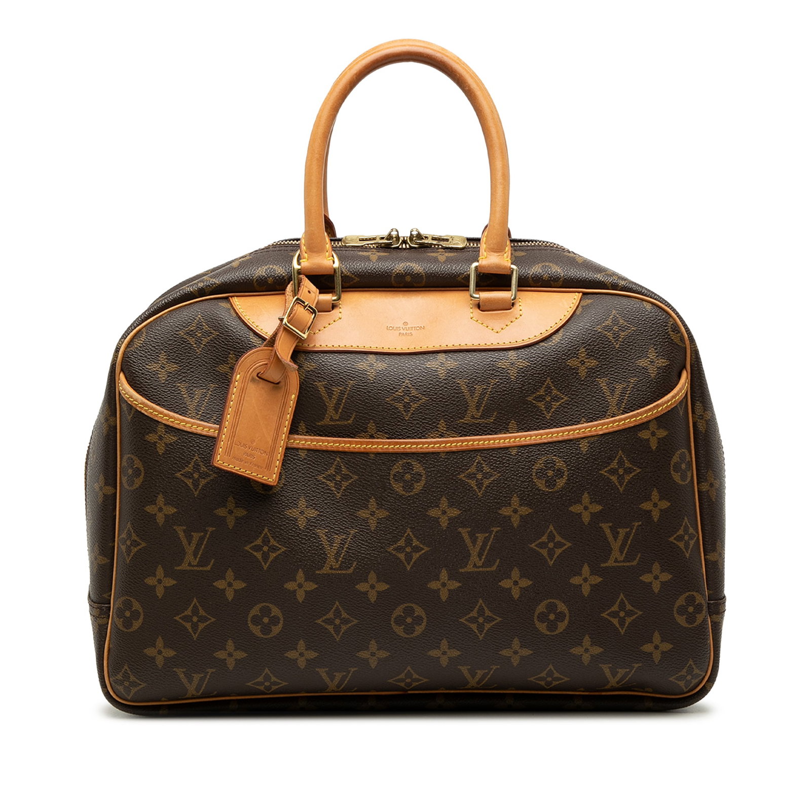 Louis Vuitton Monogram Deauville Brown Canvas Tote: Louis Vuitton Monogram Deauville Brown Canvas Tote This Louis Vuitton Monogram Deauville bag features the iconic monogram canvas body with vachetta leather trim and rolled vachetta leather handles. It