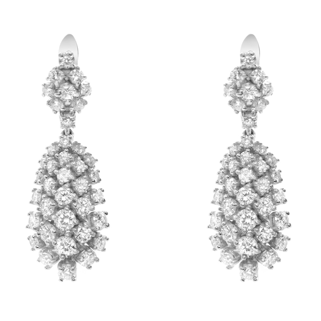 Rachel Koen 14K White Gold 4.32Cttw Diamond Drop Earrings: Rachel Koen 14K White Gold 4.32Cttw Diamond Drop Earrings Elevate your elegance with these stunning Rachel Koen Diamond Drop Earrings crafted from 14K white gold. Featuring a total carat weight of 4.3