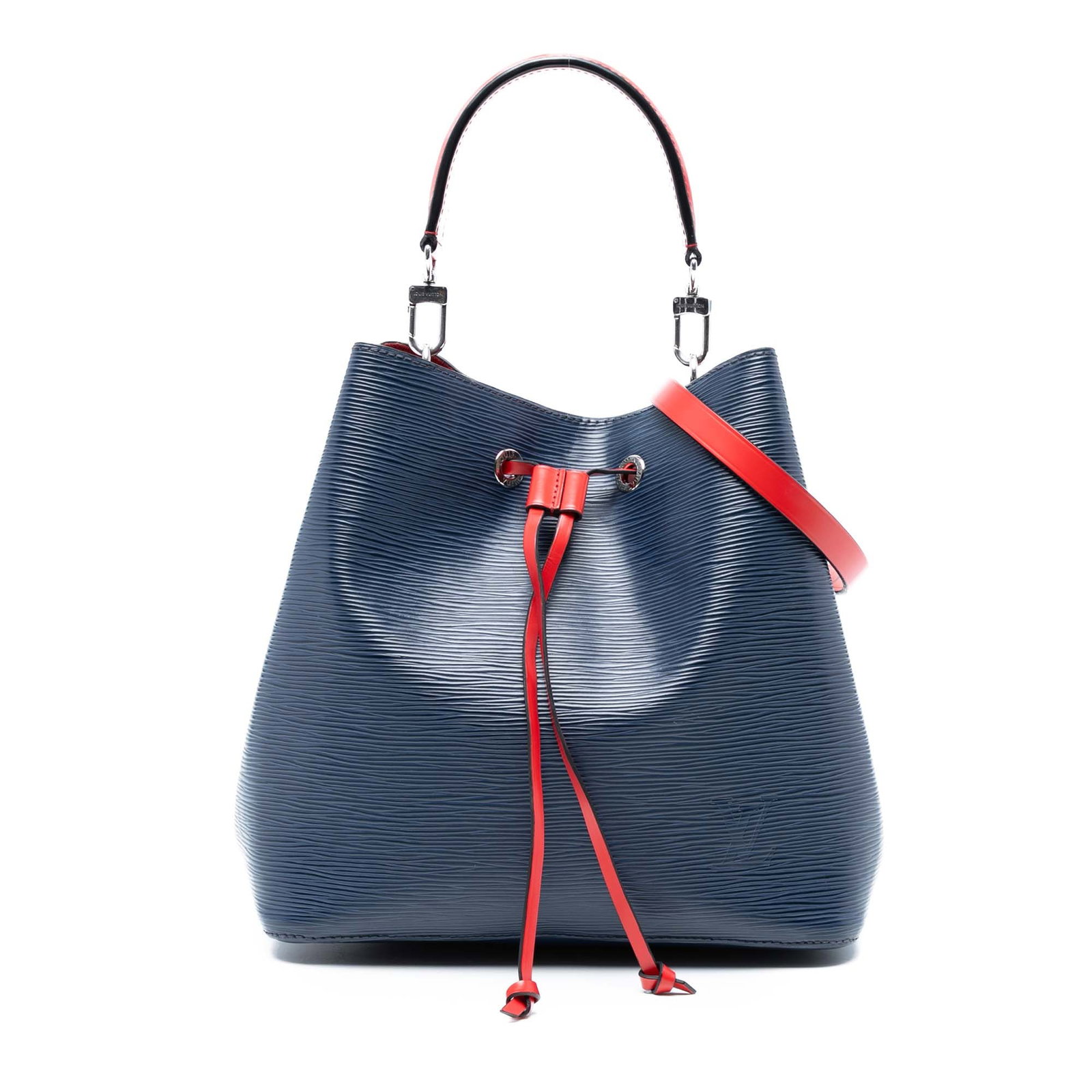 Louis Vuitton Epi NeoNoe MM Blue Leather Handbag: Louis Vuitton Epi NeoNoe MM Blue Leather Handbag The Louis Vuitton Epi NeoNoe MM is a stylish and functional bag crafted from durable epi leather. It features a flat leather top handle and a detachabl