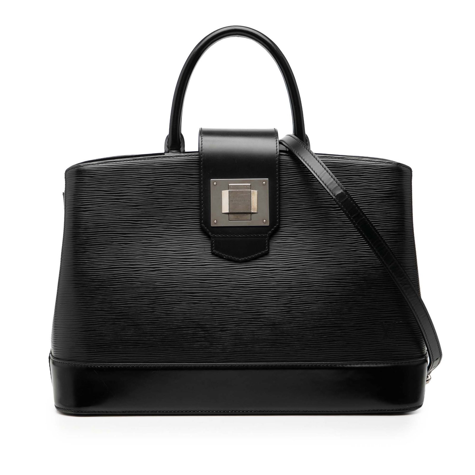 Louis Vuitton Mirabeau GM Black Epi Leather Tote with Detachable Strap: Louis Vuitton Mirabeau GM Black Epi Leather Tote with Detachable Strap The Louis Vuitton Epi Mirabeau GM is crafted from signature epi leather and features rolled leather handles, a detachable leather