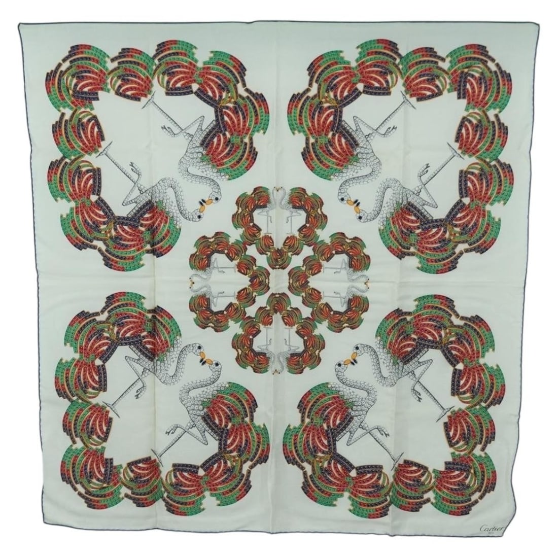 White Silk Scarf by Cartier 33.5 Inch Square France (1 of 17)