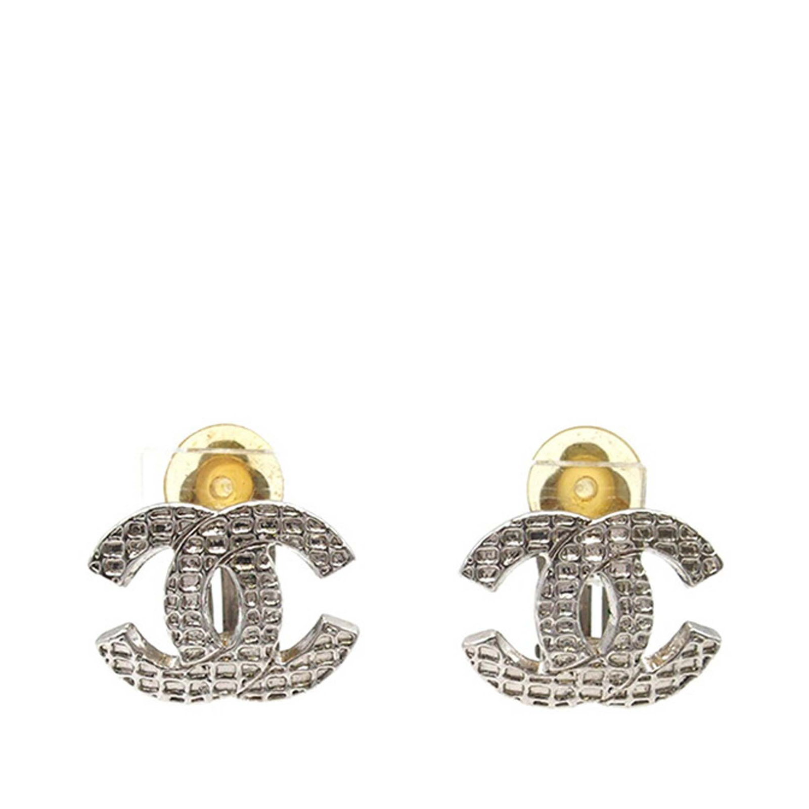 Chanel CC Logo Silver Tone Clip On Costume Earrings: Chanel CC Logo Silver Tone Clip On Costume Earrings These Chanel earrings feature a silver-tone metal body with clip-on closures and the iconic CC design. Made in France, these costume earrings offer 
