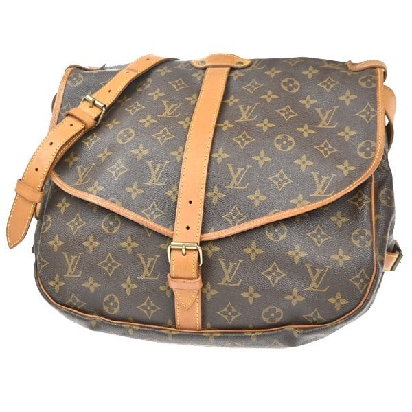 Louis Vuitton Saumur Monogram Canvas Unisex Shoulder Bag: Louis Vuitton Saumur Monogram Canvas Unisex Shoulder Bag This Louis Vuitton Saumur Handbag features the iconic Monogram Canvas design in brown. Crafted for unisex use, it offers ample space and classi