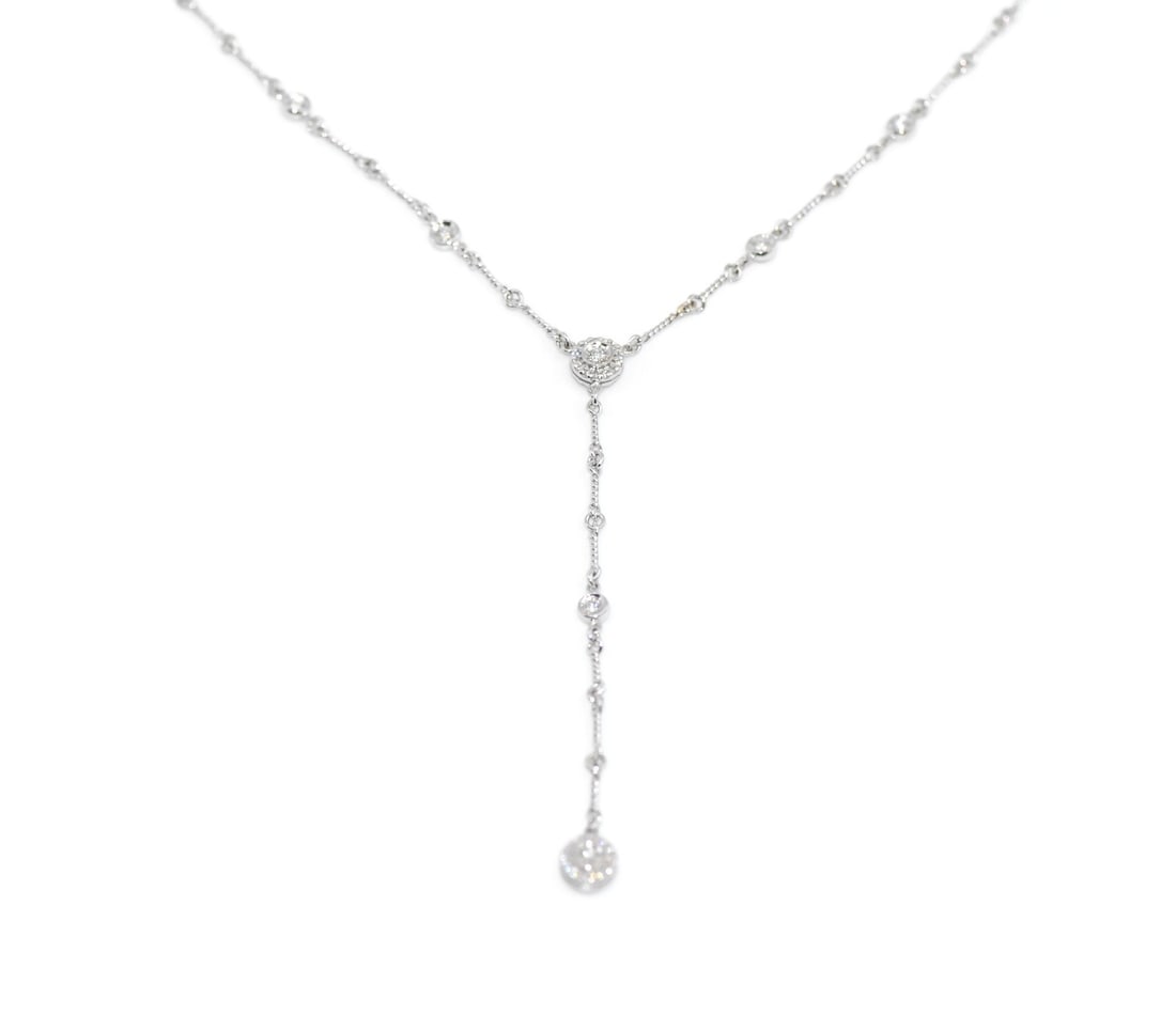 18k White Gold Chain Necklace with Diamonds by Judith Ripka: 18k White Gold Chain Necklace with Diamonds by Judith Ripka This Judith Ripka necklace features 18K white gold and sparkling diamonds. Designed in a classic chain style, it has a length of 16 inches a