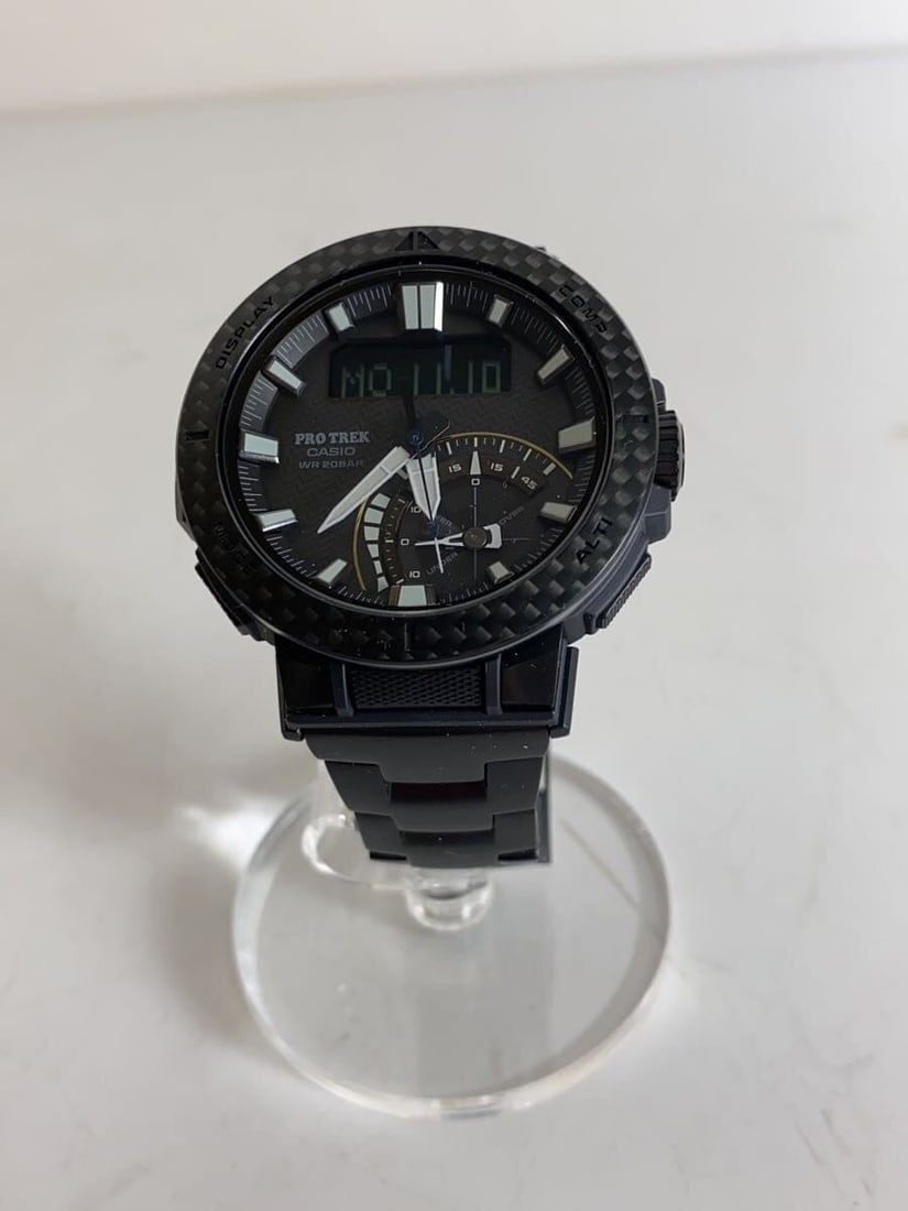 Casio Pro Trek PRW-73XT-1JF Solar Black Wristwatch: Casio Pro Trek PRW-73XT-1JF Solar Black Wristwatch This is a Casio PRO TREK Solar PRW-73XT-1JF men's wristwatch featuring a black design. Made in Japan, this pre-owned watch is graded as B and shows s