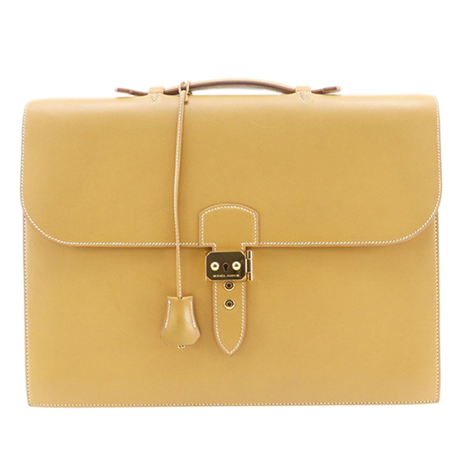 Hermes Barenia leather Sac a Depeches 38 briefcase: Hermes Barenia leather Sac a Depeches 38 briefcase This Hermes Barenia Sac a Depeches 38 is a sophisticated briefcase crafted from Barenia leather, featuring a flat top handle and a top flap with a me
