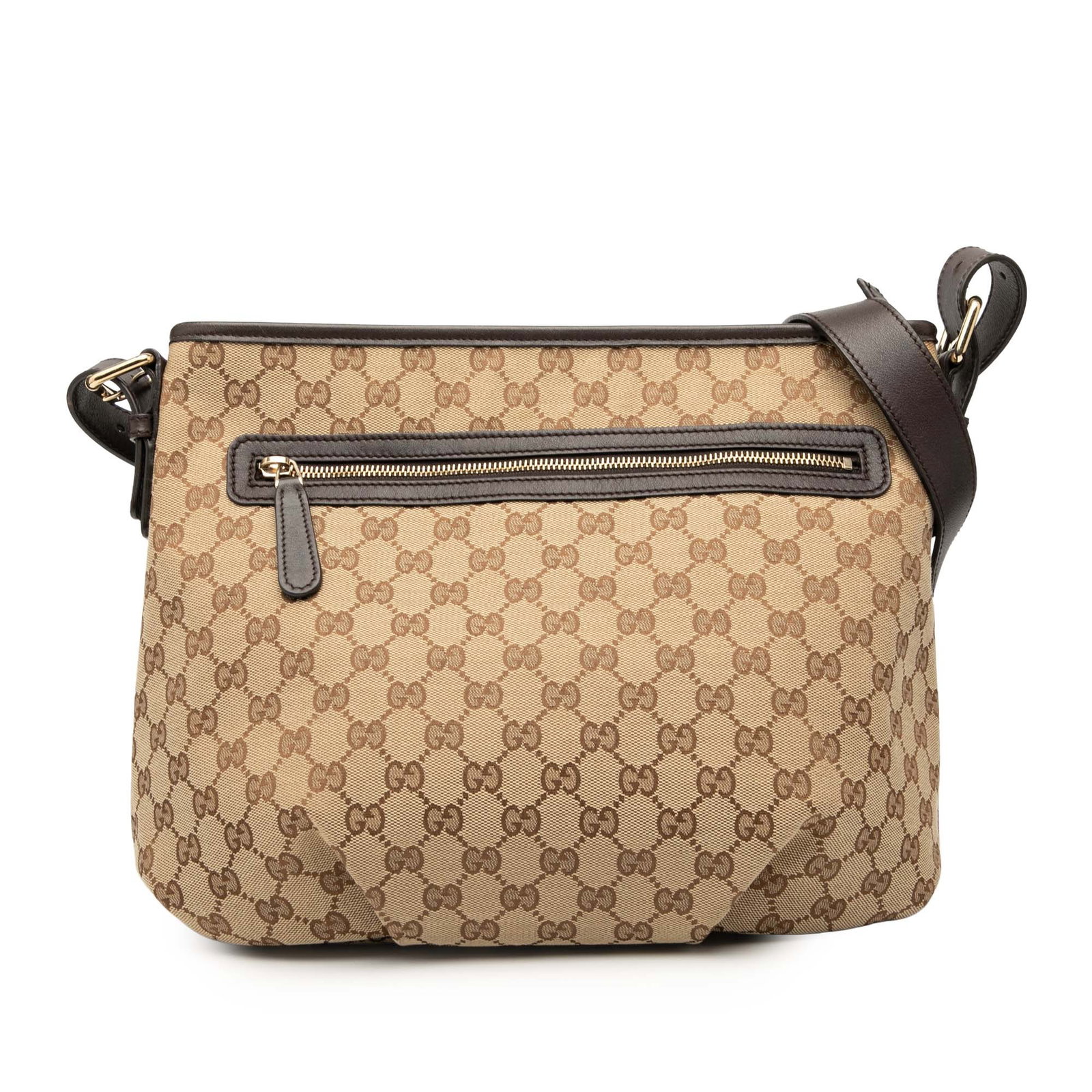 Gucci GG Canvas Crossbody Bag Brown Fabric Italy: Gucci GG Canvas Crossbody Bag Brown Fabric Italy This Gucci GG Canvas Crossbody bag features a stylish canvas body complemented by leather trim. It includes a flat leather strap for comfortable wear, 