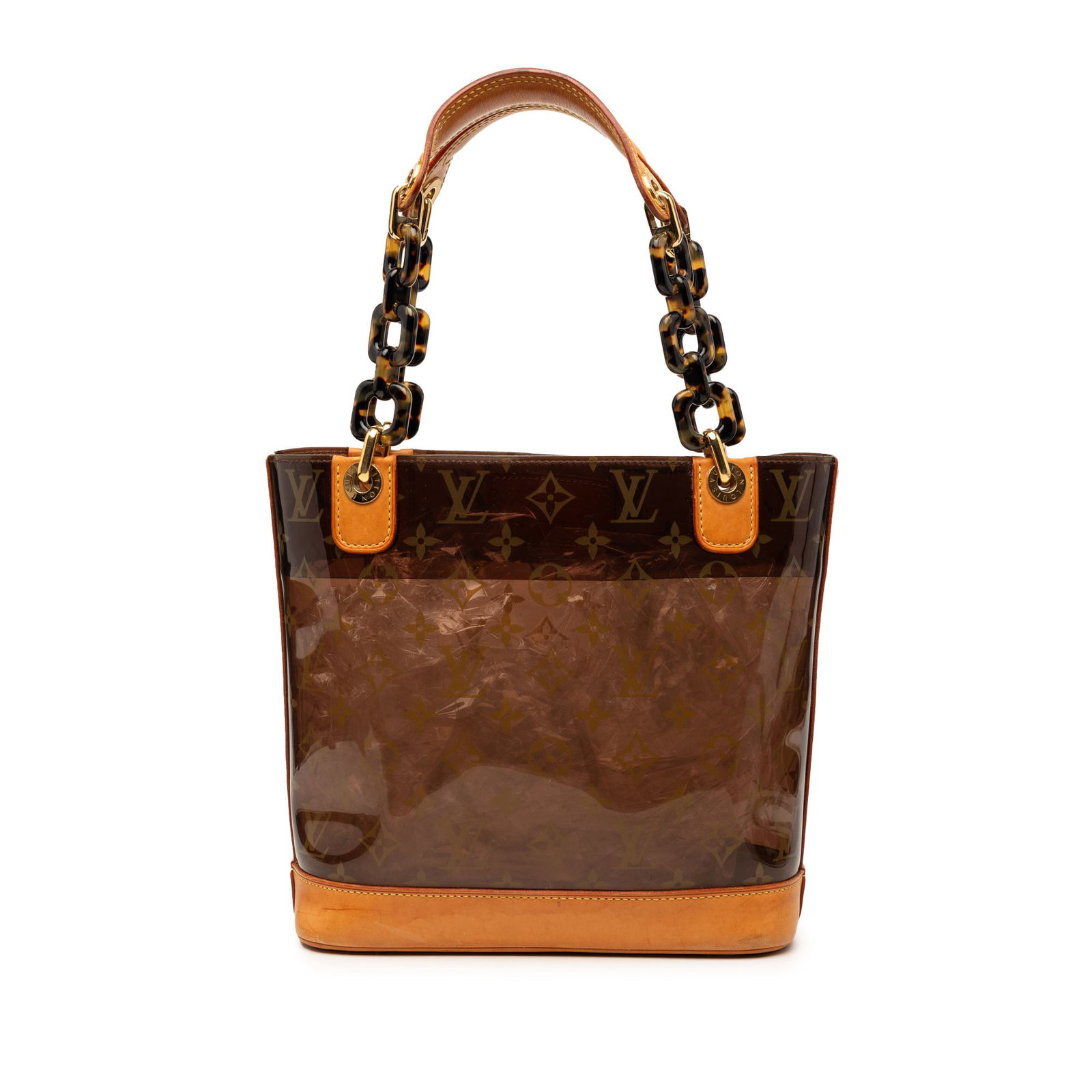 Louis Vuitton Monogram Cabas Sac Ambre PM PVC Tote: Louis Vuitton Monogram Cabas Sac Ambre PM PVC Tote The Louis Vuitton Monogram Cabas Sac Ambre PM is a stylish handbag crafted with a durable PVC body, accented by vachetta leather trim. It features fl