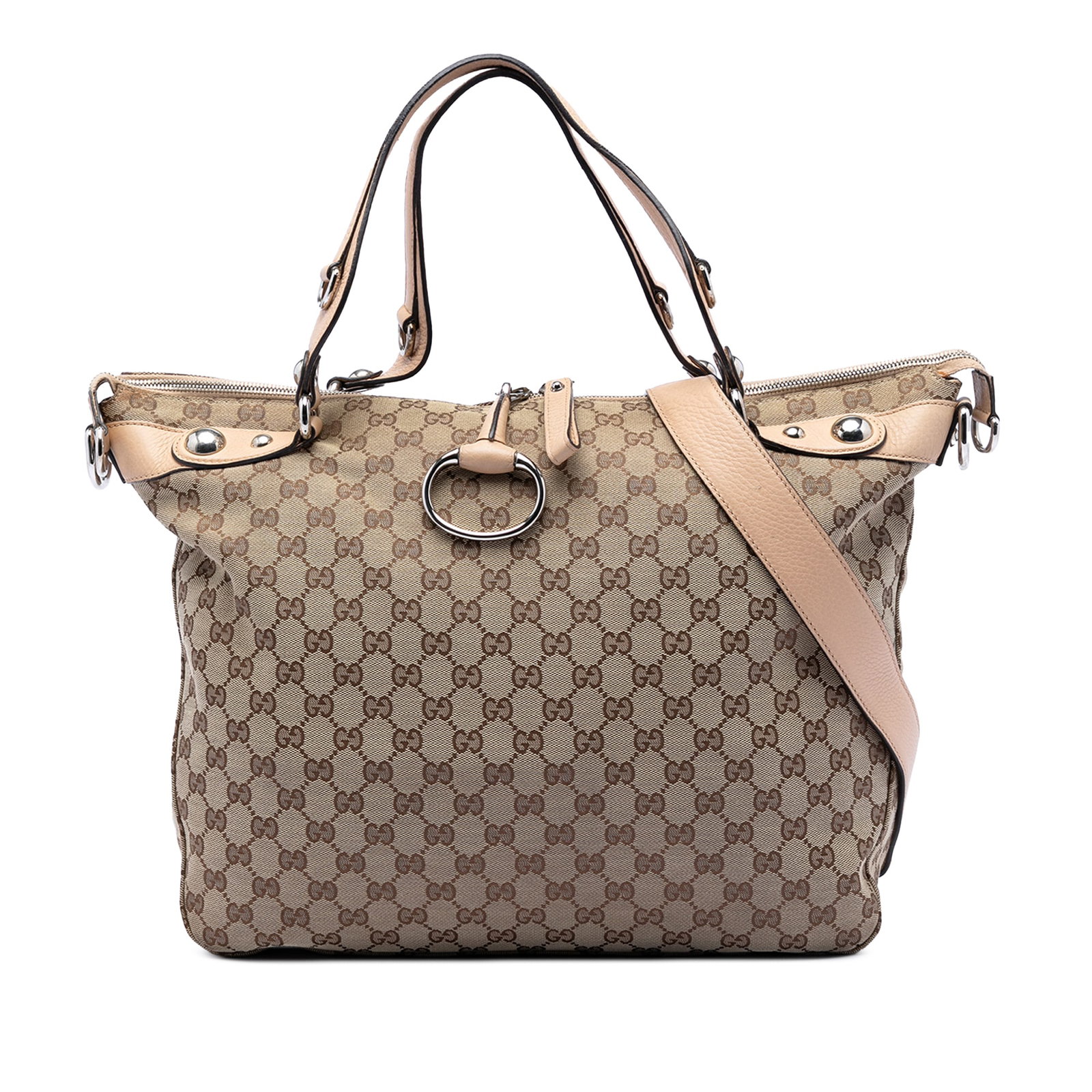 Gucci GG Canvas Icon Bit Large Satchel with Leather Trim (1 of 7)