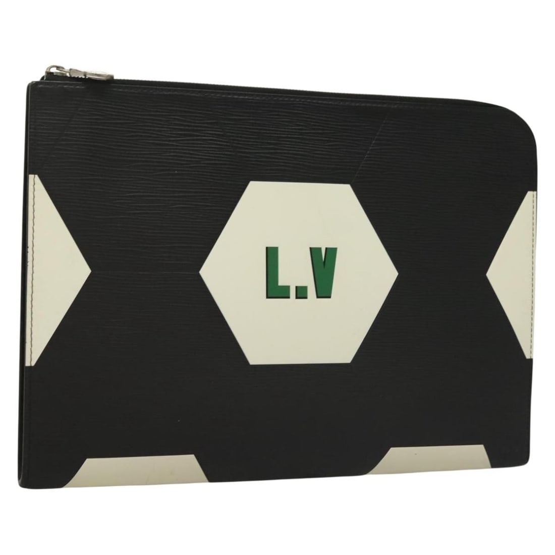Limited Edition Louis Vuitton Epi Leather Pochette Jour Clutch Black: Limited Edition Louis Vuitton Epi Leather Pochette Jour Clutch Black This Louis Vuitton Pochette Jour clutch bag features black Epi leather crafted for women. It has a sleek rectangular silhouette mea