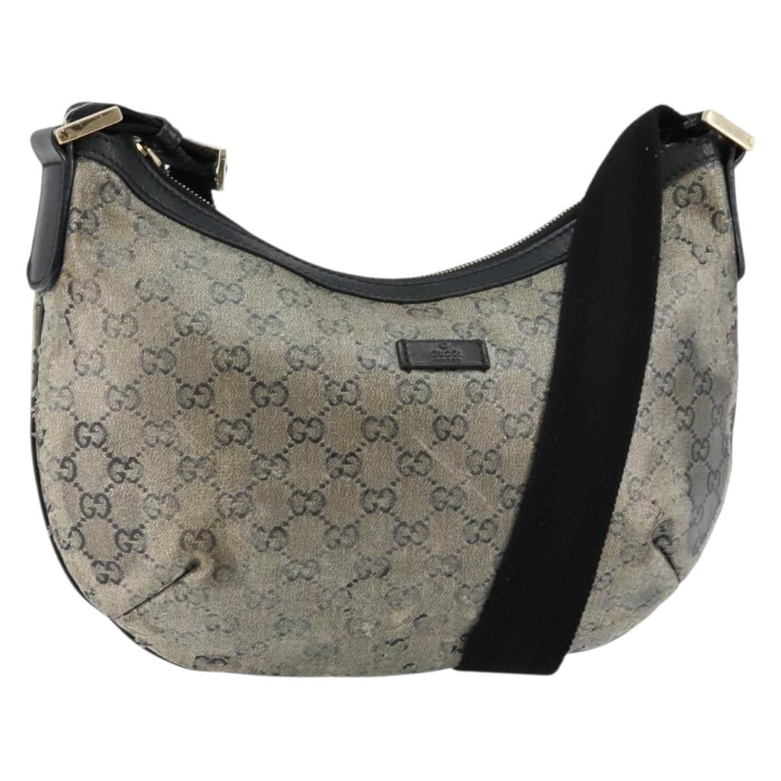 GUCCI GG Crystal Shoulder Bag Coated Canvas Navy Gold 181092 Made in Italy: GUCCI GG Crystal Shoulder Bag Coated Canvas Navy Gold 181092 Made in Italy This authentic GUCCI GG Crystal Shoulder Bag is crafted from durable coated canvas in a striking navy and gold color combinat