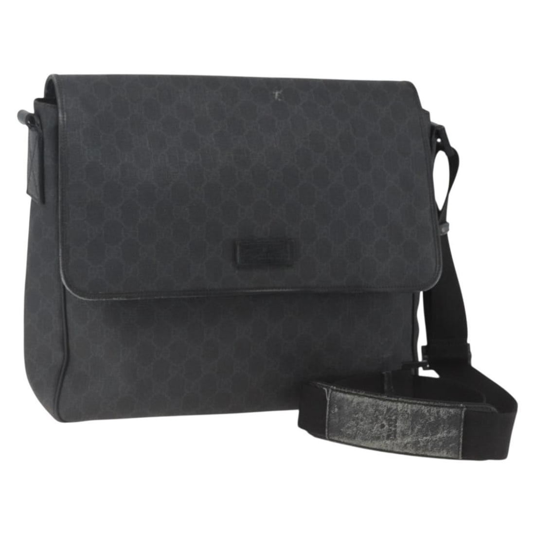 Gucci GG Supreme Black PVC Shoulder Bag 169935 Italy: Gucci GG Supreme Black PVC Shoulder Bag 169935 Italy This is a Gucci GG Supreme shoulder bag crafted from black PVC leather and GG canvas. Designed for women, the bag features a spacious interior and 