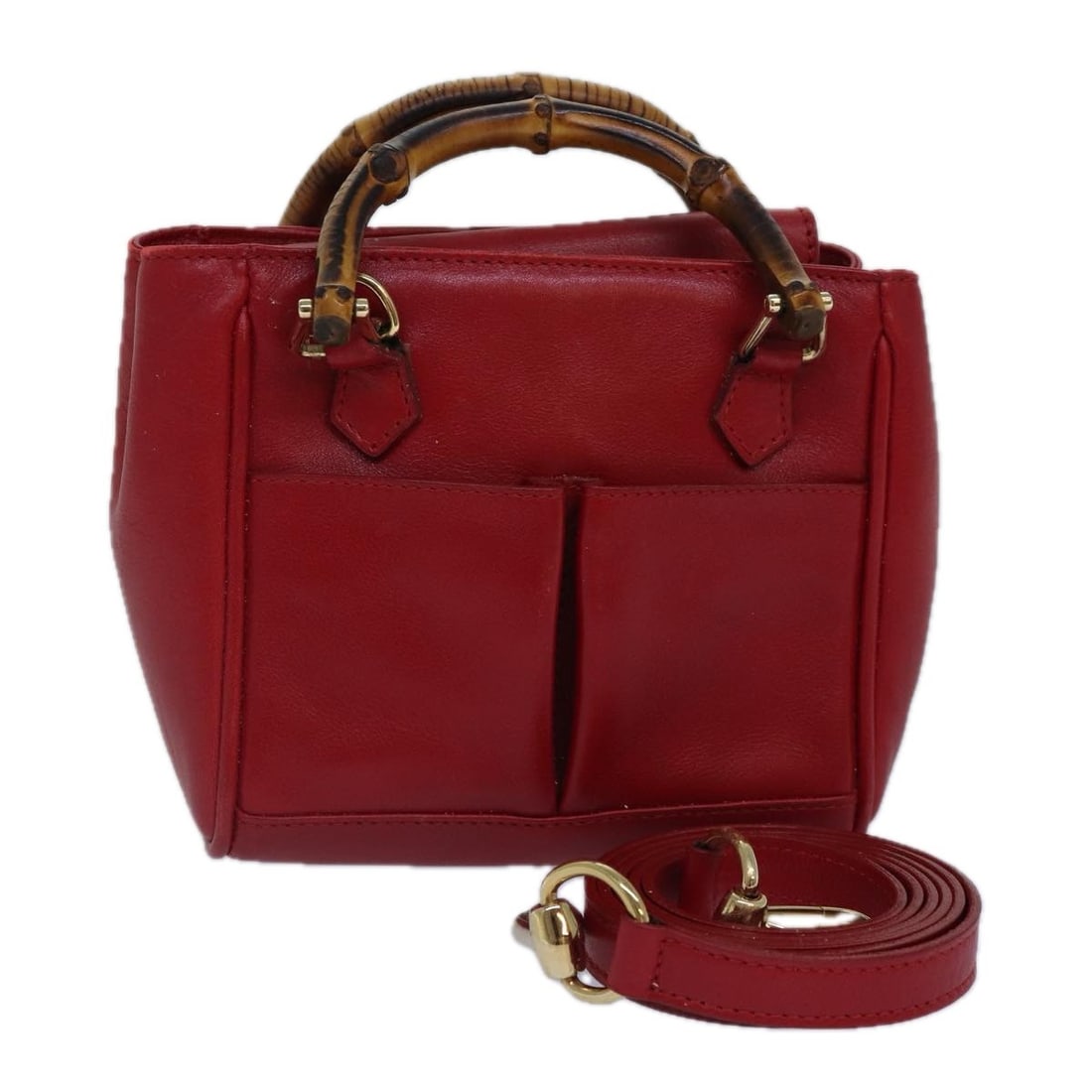 Gucci Bamboo leather handbag red gold with shoulder strap Italy: Gucci Bamboo leather handbag red gold with shoulder strap Italy This GUCCI Bamboo Hand Bag is crafted from red and gold leather and features both a top handle and a detachable shoulder strap for versa