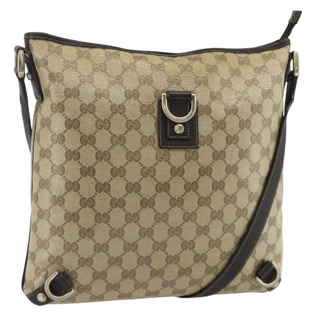 Gucci Abbey GG Crystal Coated Canvas Shoulder Bag 268642: Gucci Abbey GG Crystal Coated Canvas Shoulder Bag 268642 This Gucci GG Crystal Abbey shoulder bag is crafted from gold and brown coated canvas, featuring the iconic GG pattern. Designed for women, it 