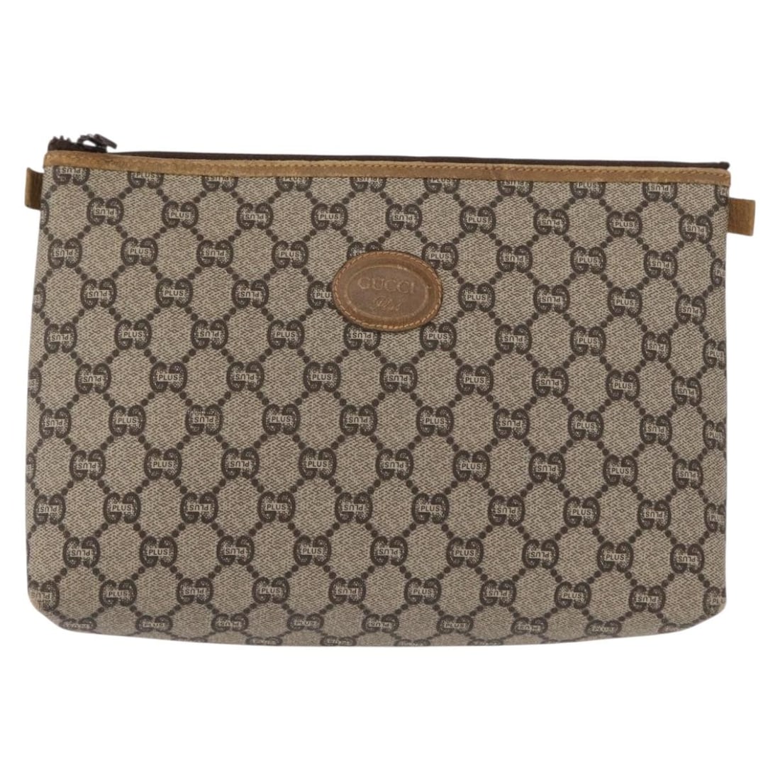 Beige Canvas Gucci GG Plus Unisex Pouch 25x17x7cm (1 of 17)