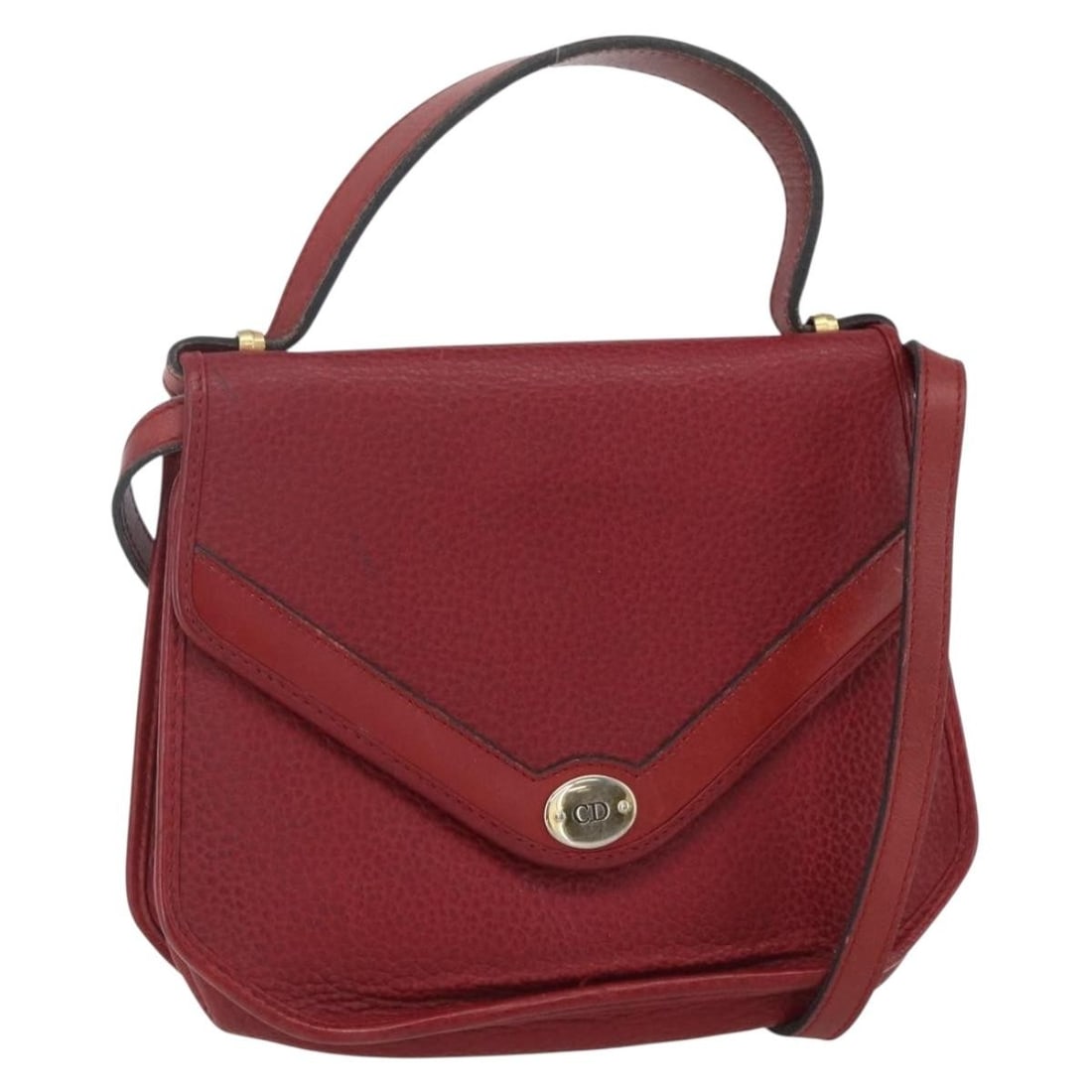 Christian Dior Red Gold Leather 2way Hand Bag Auth BA8209: Christian Dior Red Gold Leather 2way Hand Bag Auth BA8209 This authentic Christian Dior hand bag showcases a striking combination of red leather and gold accents. Crafted in France, this stylish acces