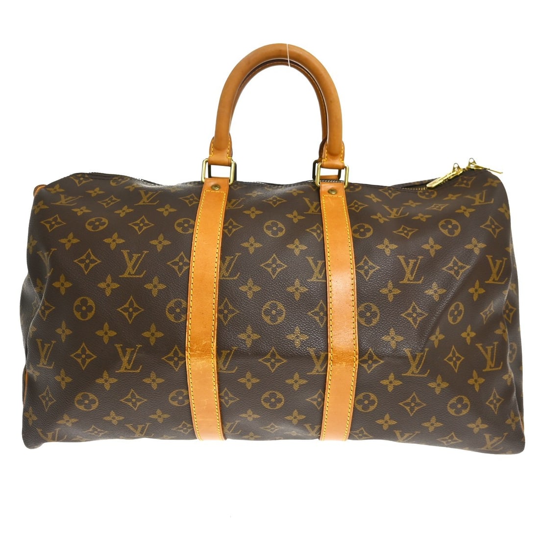 Louis Vuitton Keepall Monogram Canvas Travel Bag 45cm: Louis Vuitton Keepall Monogram Canvas Travel Bag 45cm This Louis Vuitton Keepall Bag features the iconic Monogram Canvas, designed for unisex use. The bag is finished in brown canvas, with leather acc