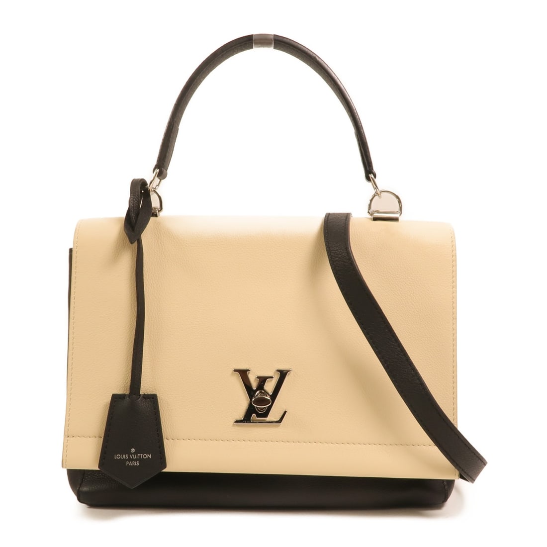 Louis Vuitton Lockme II Cartable Beige Calfskin 2way Shoulder Bag M50252: Louis Vuitton Lockme II Cartable Beige Calfskin 2way Shoulder Bag M50252 This Louis Vuitton Lockme II Cartable is a versatile two-way shoulder bag crafted from high-quality calfskin leather in black. 