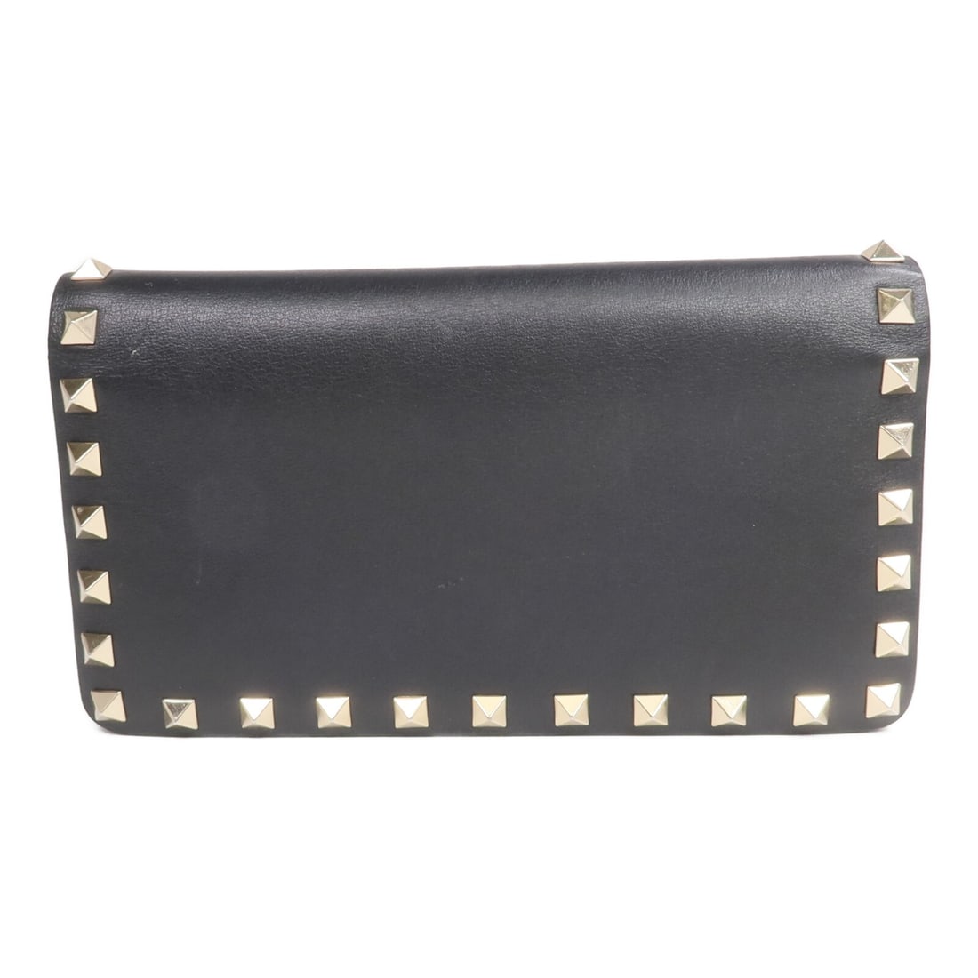 Valentino Rockstud Black Calfskin Bifold Wallet with Gold Hardware: Valentino Rockstud Black Calfskin Bifold Wallet with Gold Hardware This Valentino Rockstud bifold wallet is crafted from black calfskin leather and features gold-tone hardware. Designed for women, it 