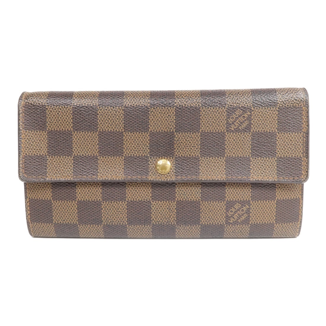 Louis Vuitton Sarah Damier Brown Bifold Wallet with Gold Tone Hardware: Louis Vuitton Sarah Damier Brown Bifold Wallet with Gold Tone Hardware This Louis Vuitton Sarah wallet features a classic Damier brown design crafted from durable PVC coated canvas. Designed as a bi-f