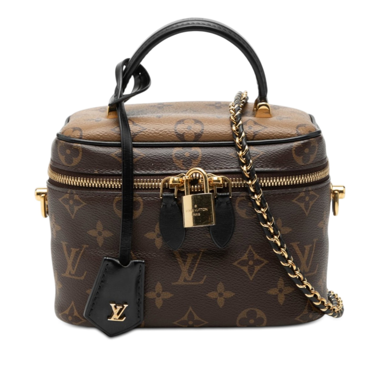 Louis Vuitton Vanity PM Monogram Reverse Canvas Satchel with Braided Strap: Louis Vuitton Vanity PM Monogram Reverse Canvas Satchel with Braided Strap This Louis Vuitton Monogram Reverse Vanity PM satchel features a distinctive monogram canvas and reverse monogram canvas exte