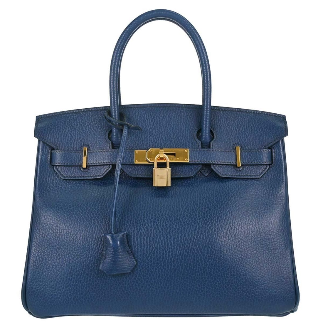 Hermes Birkin 30 Blue Ardennes Leather Top Handle Bag: Hermes Birkin 30 Blue Ardennes Leather Top Handle Bag This Hermes Birkin 30 handbag is crafted from blue Ardennes leather and features double handles, a secure lock accent, and a top handle design. Th
