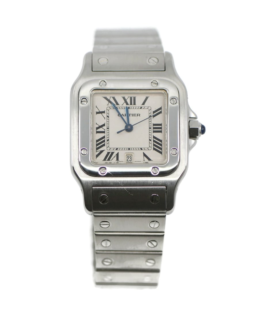 Cartier Santos Galbee Quartz Stainless Steel Wristwatch With Box W20060D6: Cartier Santos Galbee Quartz Stainless Steel Wristwatch With Box W20060D6 This Cartier Santos Galbee wristwatch features a stainless steel case and bracelet, offering a timeless and elegant design. Th