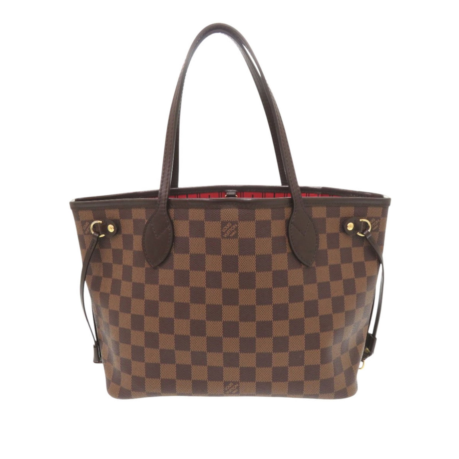 Louis Vuitton Neverfull PM Damier Ebene Brown Tote: Louis Vuitton Neverfull PM Damier Ebene Brown Tote This Louis Vuitton Damier Ebene Neverfull PM features a classic brown Damier Ebene canvas body with leather trim and flat leather straps. The bag off