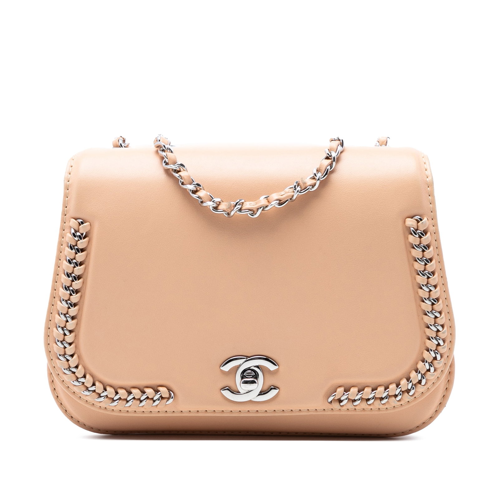 Chanel Braided Chic Flap Leather Shoulder Bag: Chanel Braided Chic Flap Leather Shoulder Bag This Chanel Small Calfskin Braided Chic Flap shoulder bag is crafted from brown leather and features leather-woven chain straps, a front flap with chain d