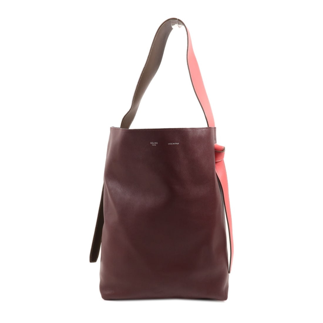 CELINE Burgundy Calfskin Shoulder Tote Bag Women: CELINE Burgundy Calfskin Shoulder Tote Bag Women This CELINE shoulder tote bag is crafted from luxurious calfskin leather in a rich red hue. Designed for women, it features a spacious interior and a c